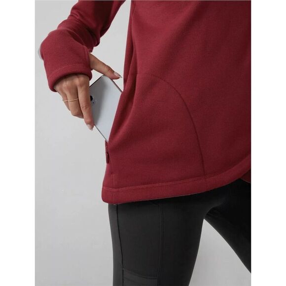 Athleta Women's Karma Funnel Neck Pullover Sweatshirt Red Size Small - Picture 3 of 14